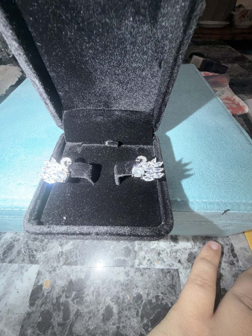 Moissanite Swan Design Stud Earrings with GRA Certification
